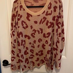 New Off the shoulder leopard sweater